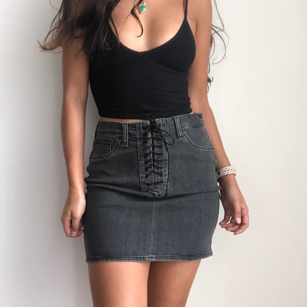 NWT Hudson Jeans Bullocks High Rise Lace-Up Skirt - Picture 2 of 8